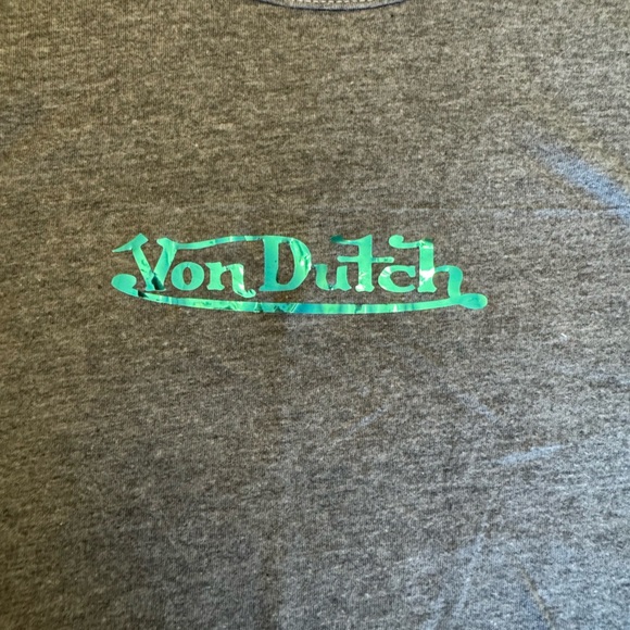 Von Dutch Gray and Green Relaxed Boxy Tee - Picture 2 of 5